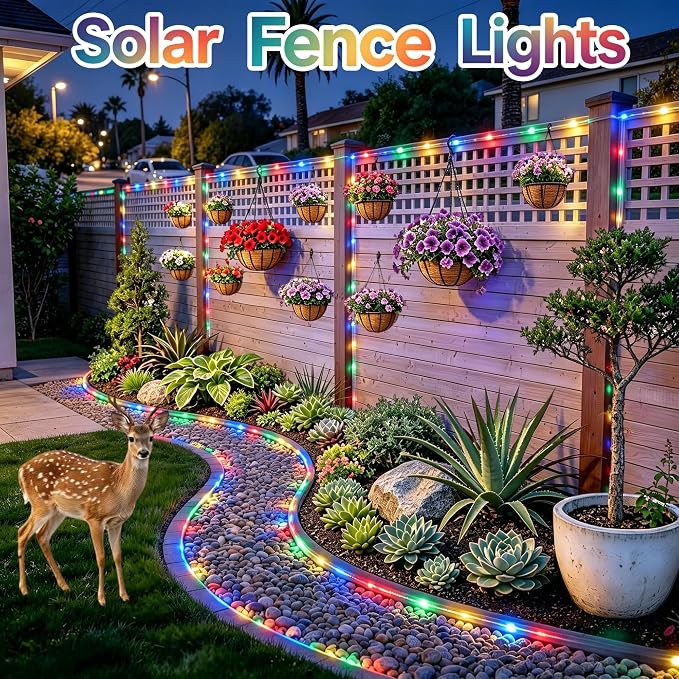 LairtPOW Solar Rope Lights Outdoor, 39FT 100 LED Solar Trampoline Lights with 8 Modes, IP67 Waterproof Color Changing LED Rope Lights for Trampoline Backyard Patio Tree Christmas Decor, Multicolor
