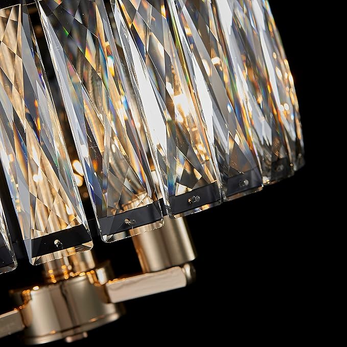 AGV LIGHTING CL002BB Crystal Flush Mount Ceiling Light Fixture, E12 Base 3-Lights, D13 x H15, Shine Gold & Matte Black Finish