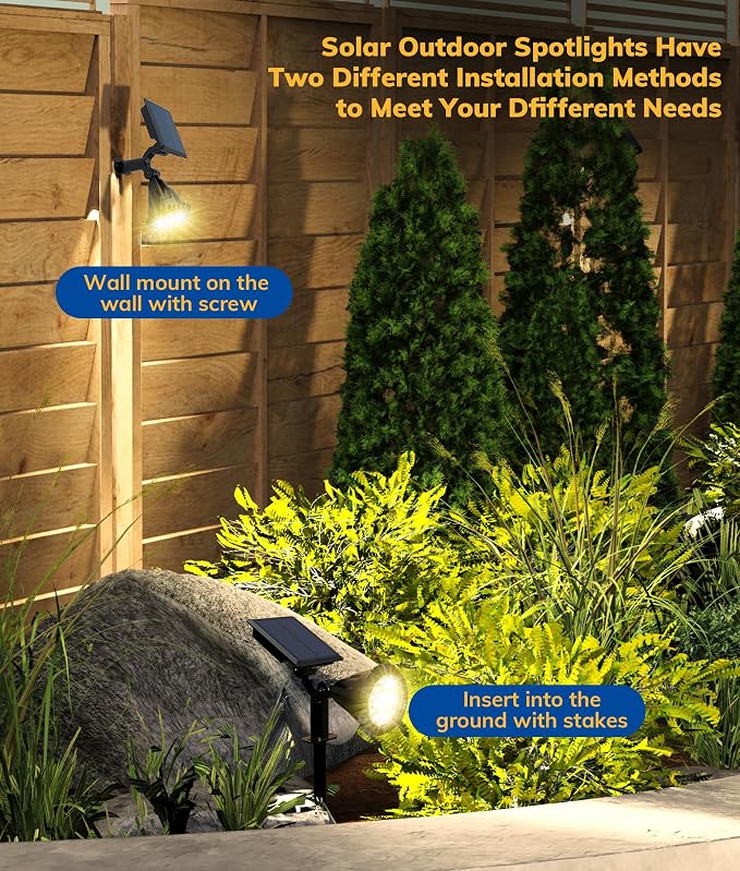 NBKLS Solar Spot Lights for Outside, 21 LED Outdoor Solar Lights for Yard, 4 Pack Solar Spotlights Waterproof Auto On/Off for Landscape, Wall, Garden, Pool, Tree, Pathway and Driveway(Warm White)
