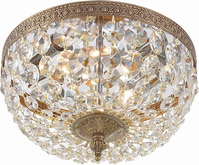 Crystorama 2 Light Spectra Crystal Olde Brass Flush Mount
