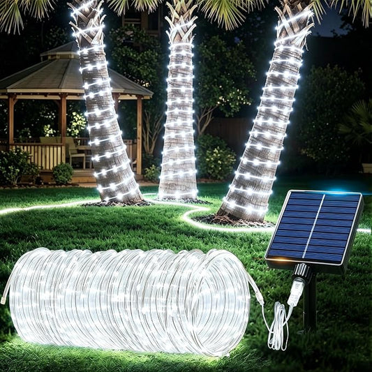 Solar Rope Lights Outdoor Waterproof, 33FT 100 LED Solar String Lights with 8 Lighting Modes,Trampoline Lights, Solar Patio Light for Garden Fence Backyard Deck Porch Pool Tree Christmas Decor