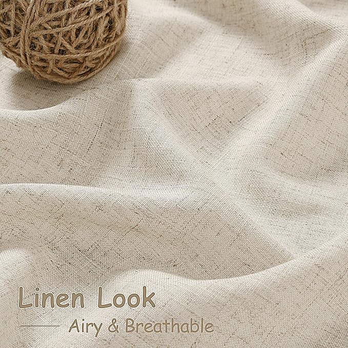 Nanspring Living Room Curtains 72 Inch Length Linen Boho Luxury Light Filtering Semi Sheer Curtain Back Tab and Rod Pocket Eclectic Home Decor Elegant Modern Drapes for Bedroom 52x72, 2 Panels