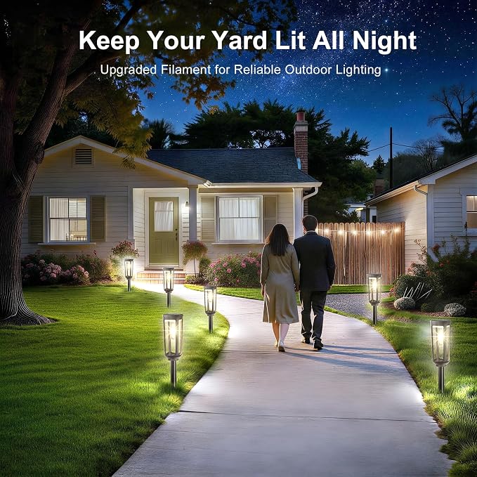 JEJOT Solar Pathway Lights Outdoor Waterproof IP65, 8 Pack Cool White Solar Walkway Lights, Auto On/Off Outdoor Light for Lawn Garden Patio Driveway Decor Landscape Lighting