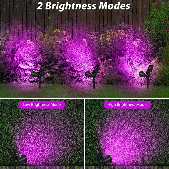 T-SUN Solar Spotights, 4 LED Waterproof Outdoor Solar Landscape Spot Lights, Dusk to Dawn 180 Angle Adjustable Solar Lights for Tree, Patio, Yard, Garden, Driveway, Stairs, Pool Area(Purple-1Pack)