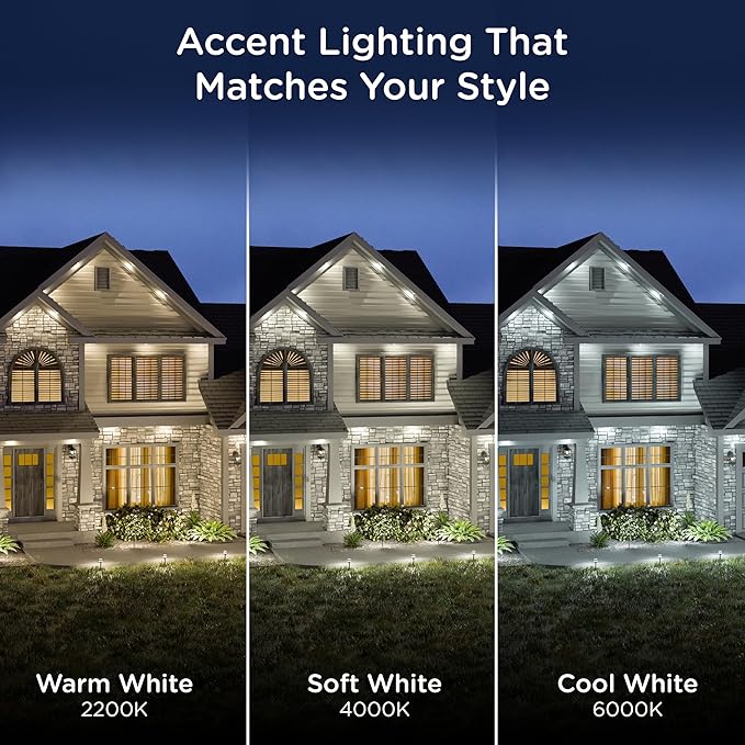 Enbrighten Vibe Eternity Accent Permanent Outdoor Lights for House, 50ft, 12 RGBWIC LEDs, Wide Spacing, 94lm, Tunable White, Everyday Eave Lighting, Smart App, Works with Alexa, Google Home, 85710
