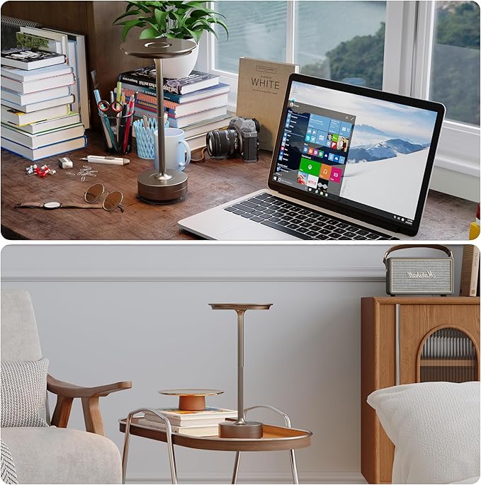 TBBGA 2 Pack Rechargeable Cordless Table Lamps, Portable 5000mAh Battery Table Light, 3 Color Stepless Dimming LED Table Light with Memory Function, for Outdoor/Dinner/Patio/Restaurant.(Light Cafe)