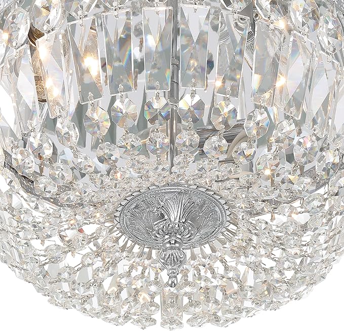 Crystorama 3 Light Spectra Crystal Polished Chrome Flush Mount