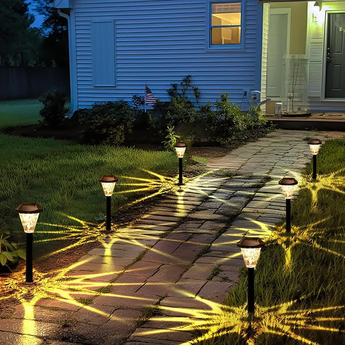 GIGALUMI 8 Pack Solar Lights Outdoor Waterproof, Outdoor Solar Lights for Yard, Solar Garden Lights, Yard Decorations Outdoor for Pathway, Patio, Garden, Driveway, Lawn, and Landscape(Warm White)