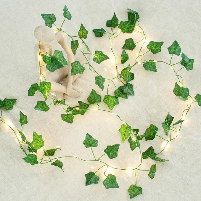 Vine with Fairy Lights, 33ft 100 LEDs Ivy Vine Lights Battery Operated Indoor String Lights, Artifical Garland Leaf Fairy Light Wall Wedding Garden Dorm Bedroom Decor