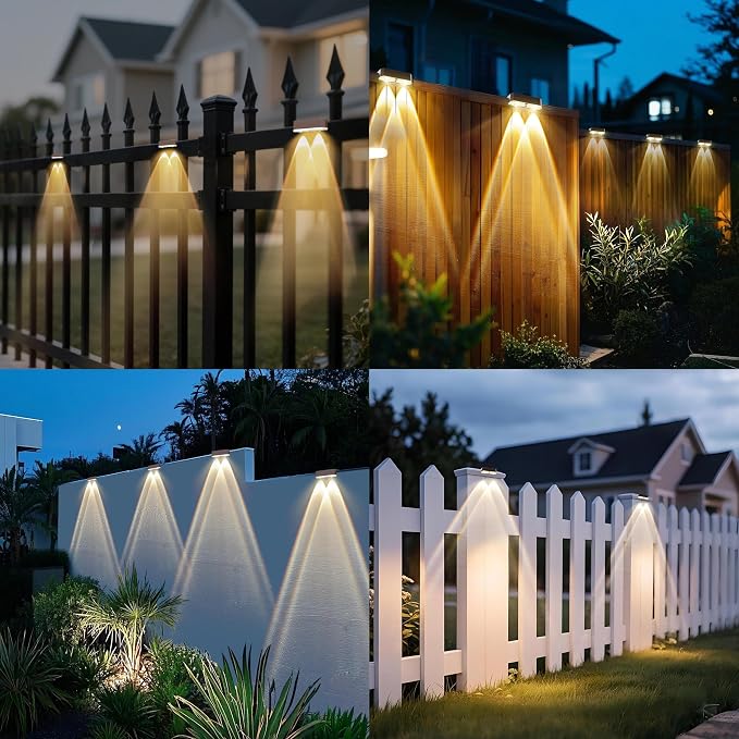 Peasur 8 Pack Solar Fence Lights Outdoor, Deck Light Solar Powered, IP65 Waterproof Led Riling Solar Lights for Outside Yard Step, Wram White