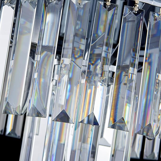 AGV LIGHTING CL006S Crystal Ceiling Light Fixture, Modern Semi Flush Ceiling Light, D12 x H8, E12 Base 3-Lights, Chrome Finish