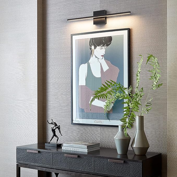Black Bathroom Light Fixtures - 24 Inch Black Vanity Lights for Bathroom Led Vanity Lighting Bar Over Mirror Dimmable Wall Sconce with 3500K Warm White