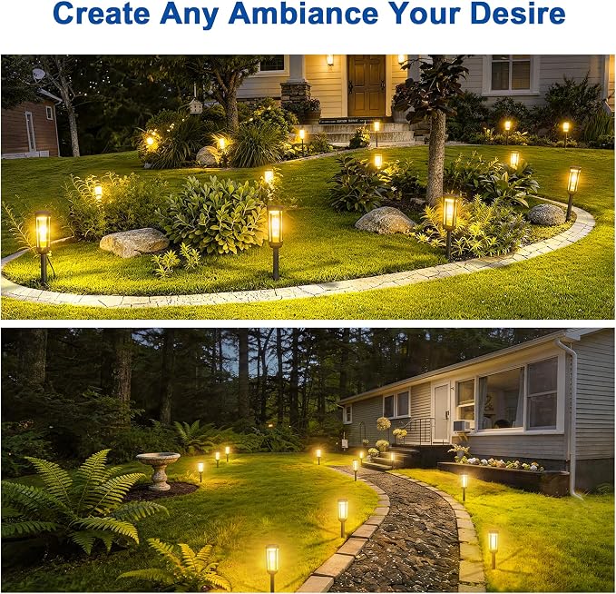 JEJOT Solar Pathway Lights Outdoor Waterproof IP65, 2 Pack Warm White Solar Walkway Lights, Auto On/Off Outdoor Light for Lawn Garden Patio Driveway Decor Landscape Lighting