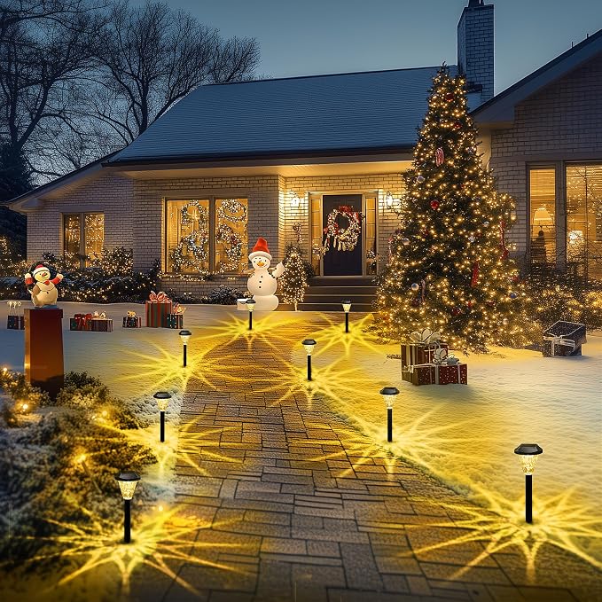 GIGALUMI 8 Pack Solar Lights Outdoor Waterproof, Outdoor Solar Lights for Yard, Solar Garden Lights, Yard Decorations Outdoor for Pathway, Patio, Garden, Driveway, Lawn, and Landscape(Warm White)