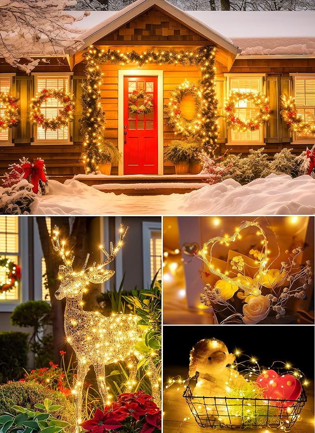 Minetom Fairy Lights Battery Operated with Remote, 66Ft 200 LED Waterproof String Lights Indoor Outdoor, Starry Twinkle Light for Christmas Home Bedroom Wedding DIY Centerpiece Decor