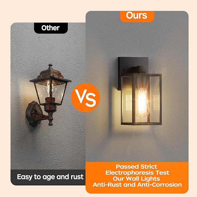WIHTU Exterior Lighting Fixtures, 2Pack Outdoor Front Porch Lights for House, Outdoor Wall Sconce Lights, Waterproof Outside Lantern Lamp for Garage, Doorway