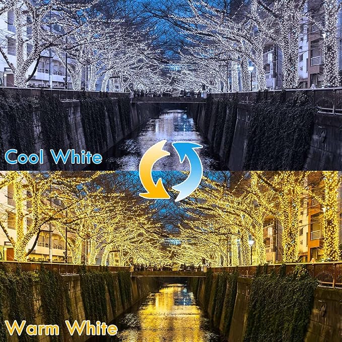 Warm White ⇋ Cool White 66Ft 200LED Christmas Fairy Lights Plug in with Remote, Waterproof String Lights Outdoor Indoor 10 Modes with Timer, Twinkle Lights for Girl's Room Garden Christmas Decorations