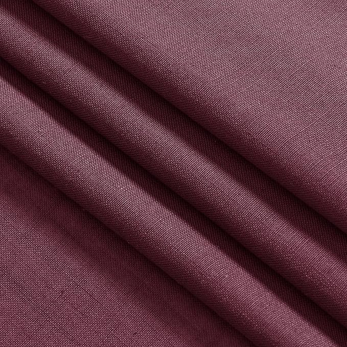 Nanspring Burgundy Linen Curtains 72 Inch Length for Living Room Semi Sheer Light Filtering Door Drapes 2 Panels Set for Kids Bedroom Light Filtering Back Tab Rod Pocket Modern Farmhouse Decor 52x72