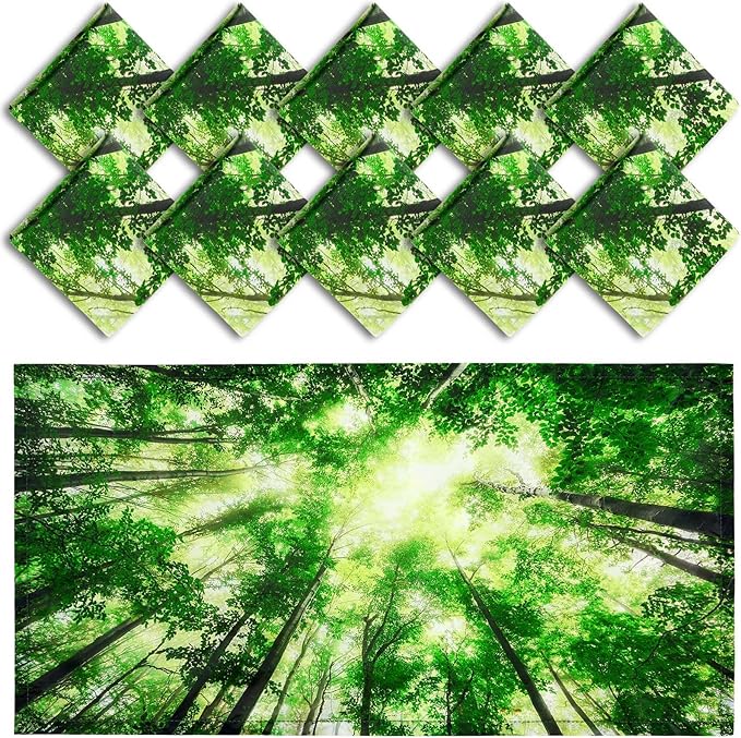 Funtery 10 Pack Fluorescent Light Covers 2 x 4 ft Magnetic Cover Ceiling Classroom Light Filters Cubicle Shield for Classroom Office Home Drop Ceiling Decorations(Greenery)