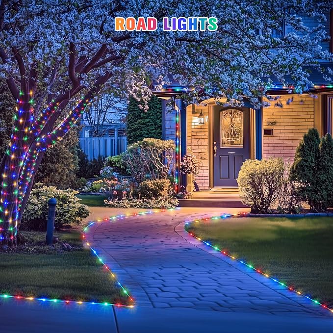 JMEXSUSS 2 * 200 LED Solar Rope Lights, 66ft IP 65 Waterproof Camping Light Outdoor, 8 Modes Trampoline Accessories Solar Trampoline Lights for Camp Ladder Slide Tent (Multicolor)