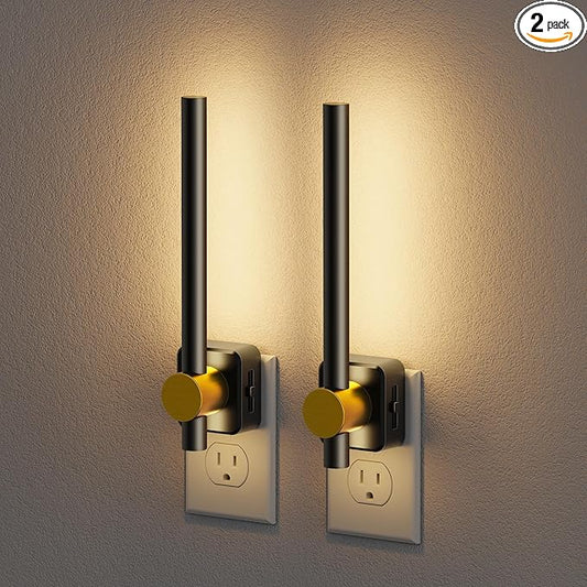JandCase Night Lights Plug into Wall,0-200LM Dimmable LED Nightlights, 2 Pack Soft White 3000K Vanity Night Light With Auto Light Sensor for Bathroom Dressing Room