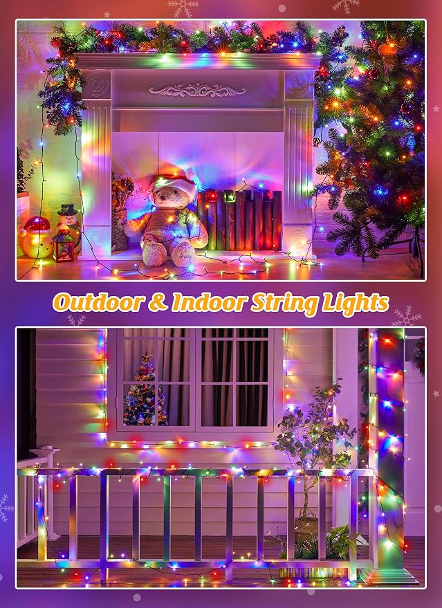 Brightown Solar Christmas Lights Outdoor, 4 Pack Total 184FT 480 LED Solar String Lights Outdoor Waterproof Green Wire with 8 Modes, Solar Fairy Light for Garden Yard Patio Party Decors, Multicolor