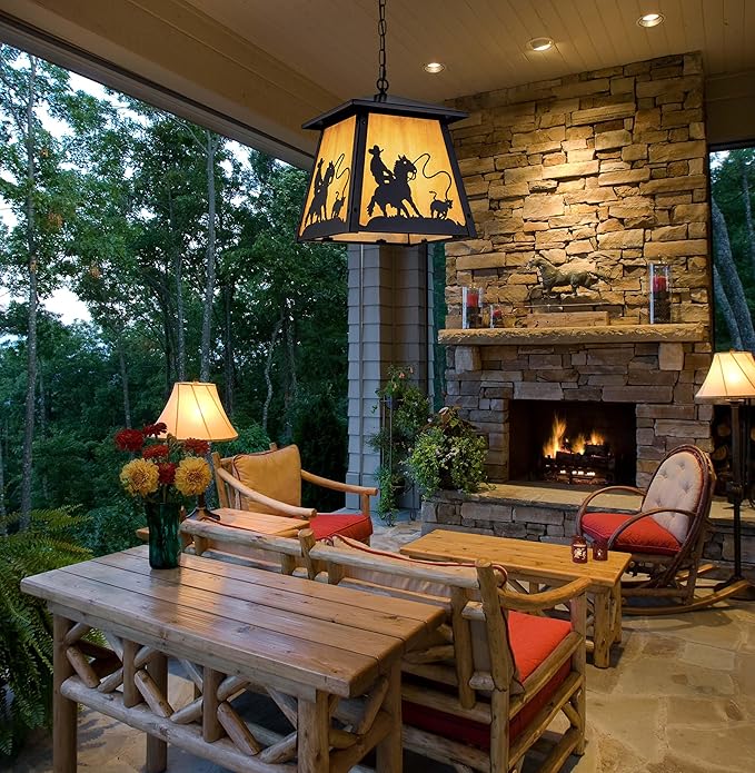 TOCHIC Black Farmhouse Chandelier, 12" Vintage Outdoor Pendant Light Fixture for Porch Gazebo Patio, Rustic Waterproof Western Cowboy Chandeliers for Entryway, Hallway, Foyer, Kitchen, Dining Room