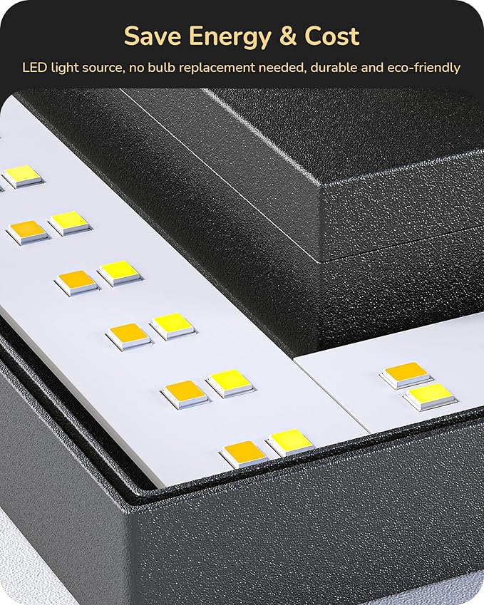 EDISHINE 4 Pack LED Outdoor Wall Lights, 3000K-5000K Dimmable Exterior Lighting Fixtures, IP65 Waterproof Aluminum Modern Wall Sconce, Small Square Outside Porch Light for Indoor Door Garage, Black