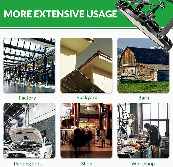 LED High Bay Light 150W, 22500 LM with US Plug 5ft Cable, 5000K Daylight, IP65 Waterproof, UFO LED Shop Lights for Warehouse Workshop Factory Barn Garage Area Lighting Fixture