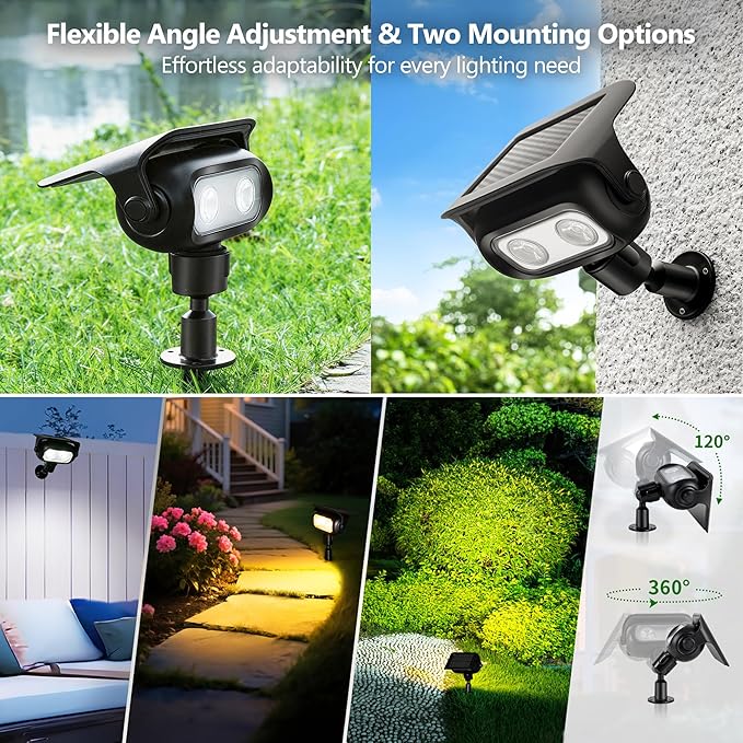 Brizled 6 Pack RGB Solar Spot Lights Outdoor, 360° Rotation 9 Colors & 11 Modes Color Changing Spotlights IP65 Waterproof Landscape Lights Solar Spot Landscaping Pathway Lighting for Path Garden Yard