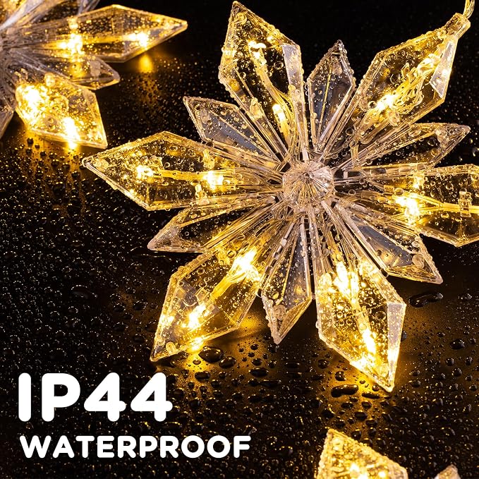 Marchpower Christmas Snowflake Window Lights, 5Pack 60LED Battery Powered Christmas Window Lights, Waterproof Snowflake Curtain Lights with Timer & 8 Modes for Indoor Outdoor Xmas Decor