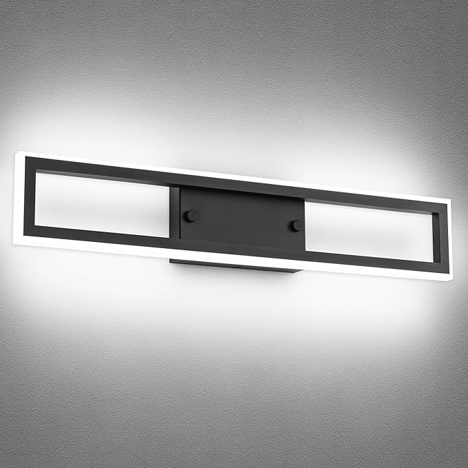 ZUZITO Black Bathroom Light Fixtures - 24 Inch Modern Vanity Lights for Bathroom - Dimmable LED Vanity Light Bar 6000K