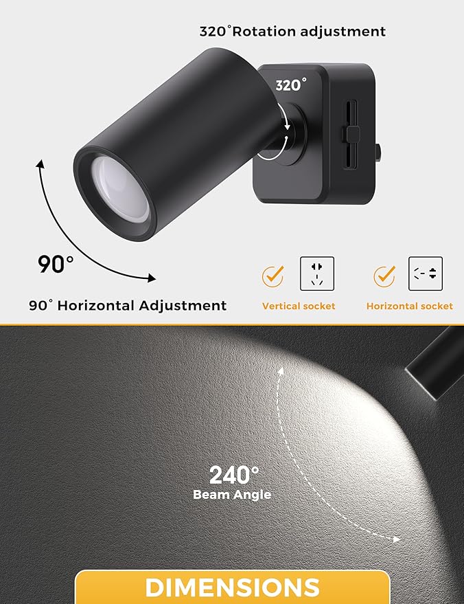 L LOHAS LED Night Lights Plug into Wall, [2-Pack] Rotatable Night Lights with Dusk to Dawn Sensor, 0-100 LM Brightness Adjustable,Daylight White 5000K Spot Light Indoor for Bathroom Hallway