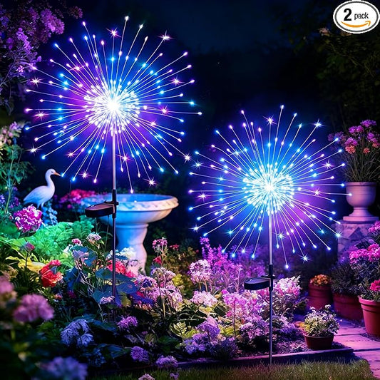 HPUFKOT Solar Garden Lights Outdoor,Waterproof Garden, 2PC 200 LED Twinkling Firework Lights Decorative with 8 Modes,Decor for Yard Patio Pathway Lawn for Yard Outside Fairy Decorative