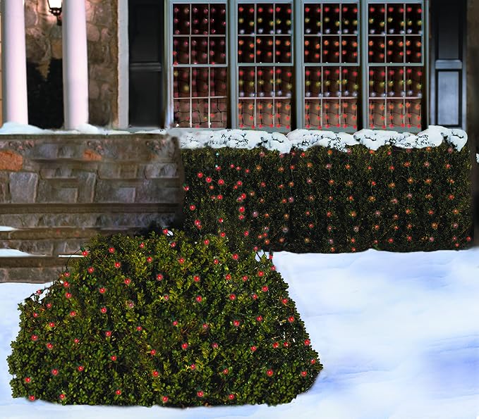 Christmas Light Net – 150 LED Red Mesh Lights - 4 ft x 6 ft – Outdoor/Indoor – Net Lights for Bushes, Hedges or Trees