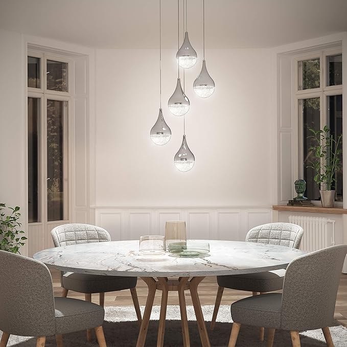 Artika PDT-5GL-RN Glitzer 5-LED Integrated Pendant Light Spiral, Silver, 5-Lights