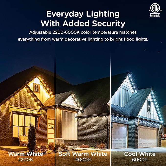 Enbrighten Eternity Permanent Outdoor Lights, 100ft with 72 RGBWIC LED Lights, App‑Controlled, Cuttable, Christmas, Accent & Year‑Round Eave Lighting, Works with Alexa & Google Home, 82730