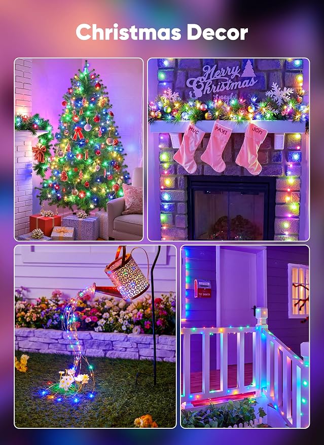 33Ft 100LED Outdoor String Lights, Fairy Lights Battery Operated with Remote, Waterproof Twinkle Lights for Bedroom Dorm Patio Tapestry Backyard Garden Party Indoor Christmas Decoration, Multicolor