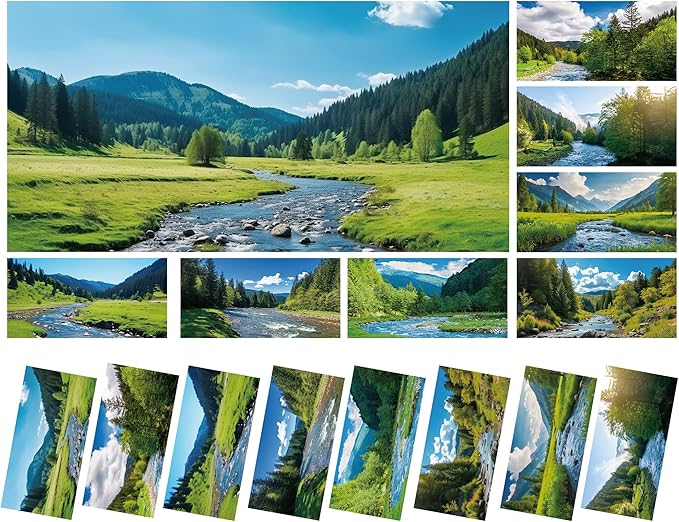 8 Pack Fluorescent Light Covers with 80 Magnets Decorative for Classroom Ceiling Light 4 x 2 Ft Magnetic Light Covers Filter Easy Install for Office School Hospital Drop Ceiling Supply(Mountain River)