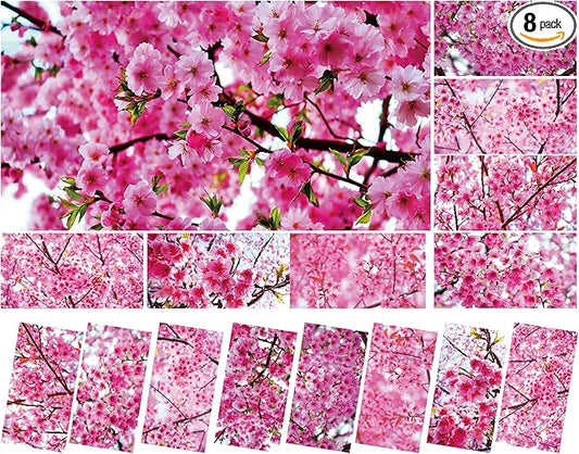 Wiooffen 8 PCS Fluorescent Light Covers for Classroom Ceiling Light 4x2ft Magnetic Lights Covers Filter Easy Install for School Office Hospitals Ceiling Supplies (Cherry Blossom)