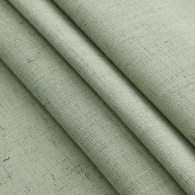 Light Sage Linen Curtains for Living Room 63 Inches Long 2 Panel Set Light Filtering Linen Drapes for Kitchen Windows Rod Pocket Back Tab Short See Through Curtain Country Farmhouse Decor 52x63