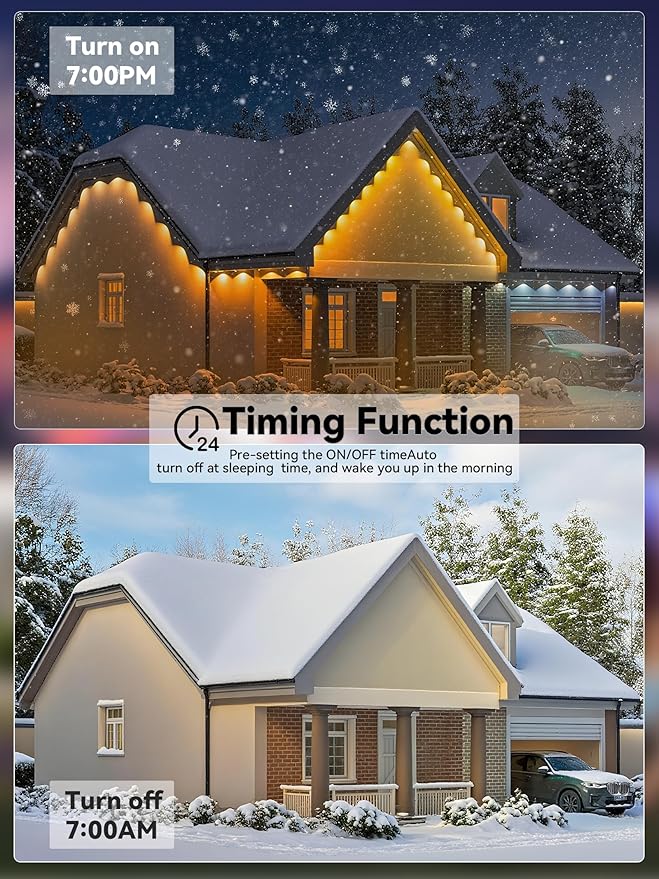 Permanent Outdoor Lights,250FT RGB Christmas House Lights Outdoor with APP Remote Control, IP67 Waterproof Smart Eternity Eaves Lighting for Holiday, Party, Daily