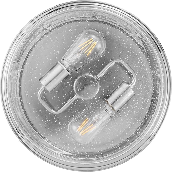 Prominence Home Madalyn 13" Brushed Nickel Flush Mount Clear Square Glass Drum Ceiling Light - 51540-01