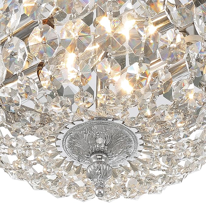 Crystorama 2 Light Clear Italian Crystal Flush Mount (Polished Chrome, 10")