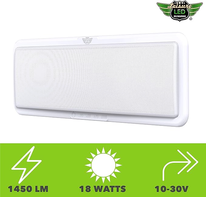 Leisure LED RV LED Ceiling Light Fixture 20" x 6.5" -1450 Lumen with Touch Dimmer Switch Interior Lighting for Car/RV/Trailer/Camper/Boat DC 12V Natural White 4000-4500K (2-PACK)