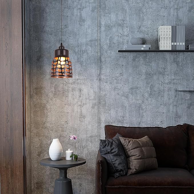 baunoisk Pendant Light Industrial Vintage Pendant Lamp Retro Farmhouse Ceiling Hanging Light Fixture Black Metal Creative Geometric Diamond Shade Pendant Lighting for Kitchen Island