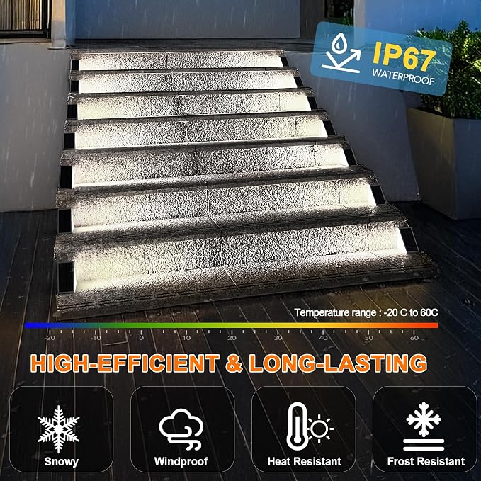 AUDLES LED Solar Step Lights Waterproof Outdoor Stair Lights, Solar Deck Light Outdoor Decor IP67 Solar Decoration Light for Yard, Patio, Garden, Walkways, Front Door, Pathway, Driveway, Porch 2PK