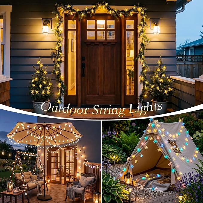 Star Lights String Lights USB 50FT 100 LED Fairy Lights with Remote IP44 Waterproof 11 Modes 2-in-1 Warm White & Multicolor Changing Indoor Outdoor Starry Lights for Bedroom Garden Party Decor
