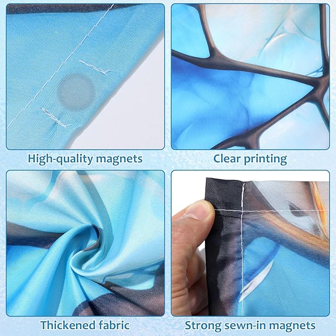 QOUBAI 6 Pcs Fluorescent Light Covers,4 x 2 Ft Magnetic Light Filters Colorful Art Fluorescent Lights Shade Easy Install for Classroom Office Library Hospital Home Ceiling Blue Glass