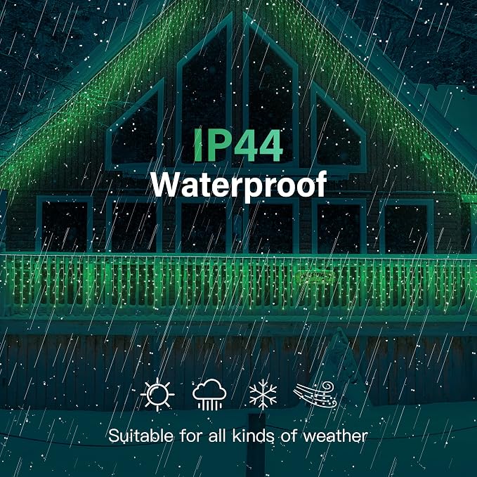 300LED Icicle Lights for Outside,Green Curtain Lights for St Patrick Day,8 Modes with 30V Plug in for Wedding, Party,Bedroom,Home,Garden,Outdoor,Indoor Wall,Christmas Decorations,Connectable